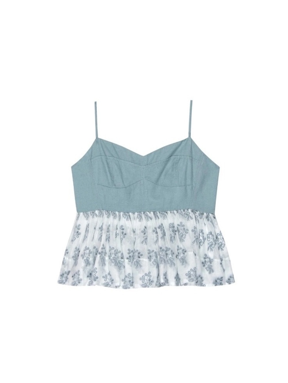 The GREAT. The Camelia Peplum Ruffle Top in Crystal-Blue Women’s size 0 XS - Picture 14 of 15